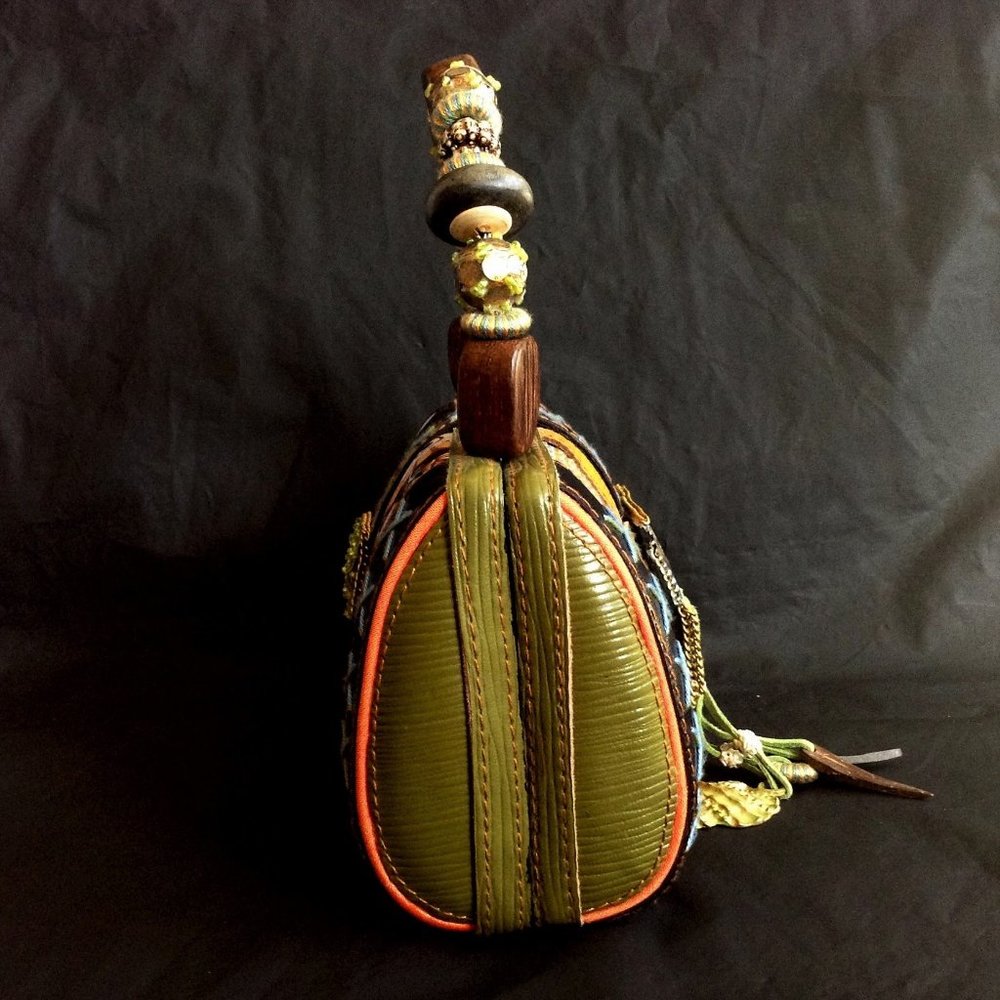 Mary Frances Novelty Collection Retired Beaded Handbag Wood Silk Seashells EUC - Picture 5 of 10